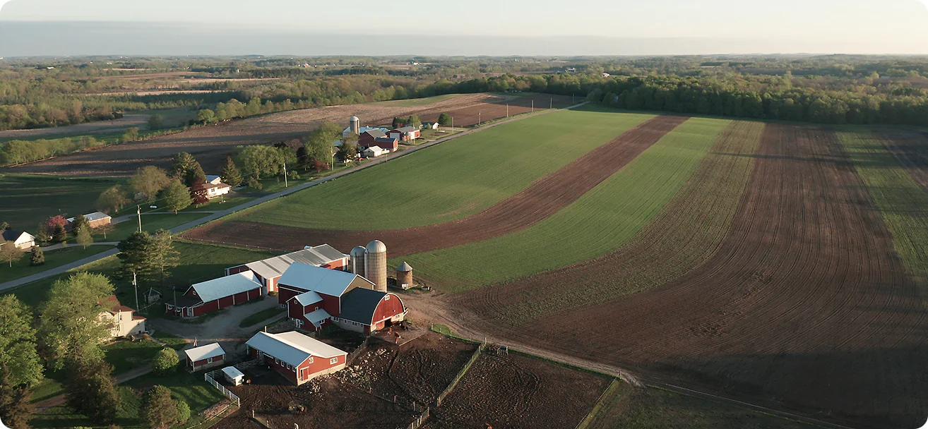 Aerial view of farmland